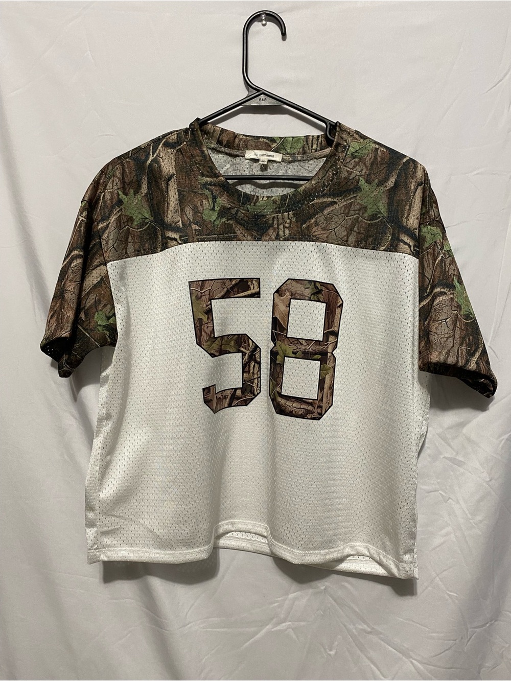 Juniors  White & Camo Short Sleeve Jersey Shirt - Size M